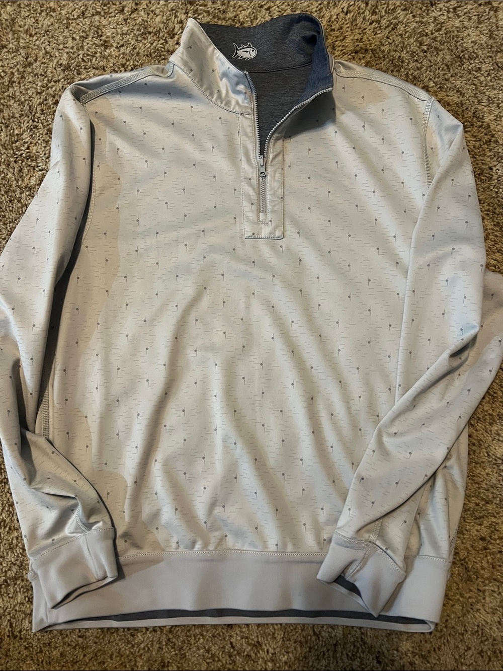 Southern Tide Reversable Light Gray Speckled and Grey Quarter-Zip Pullover